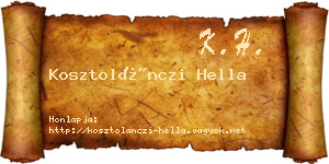 Kosztolánczi Hella névjegykártya